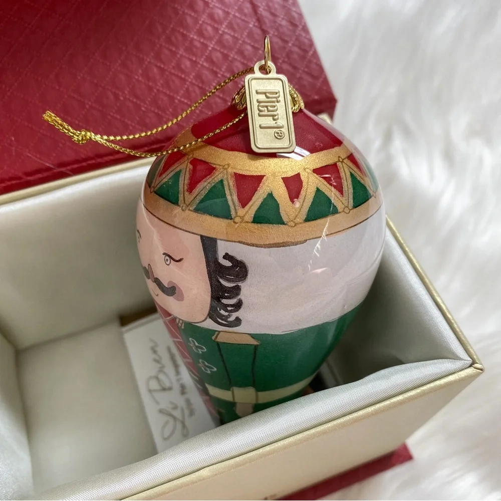Li Bien Pier 1 Nutcracker Glass Ornament 2017